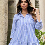 Camisa Listrada com Babado