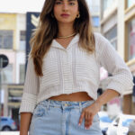 Camisa Cropped Listrada