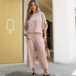 Conjunto em Linho Blusa com martingale e calça