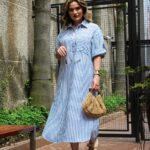 Vestido amplo listrado