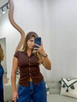 Blusa de Malha com Botões - Imagem 8