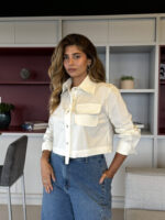 Camisa Cropped Com Lapela - Imagem 4